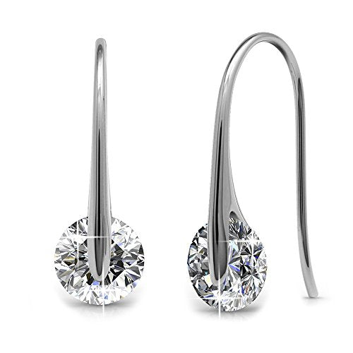 White Gold Swarovski Earrings, Drop Dangle-Earrings, Best Silver Earrings for Women