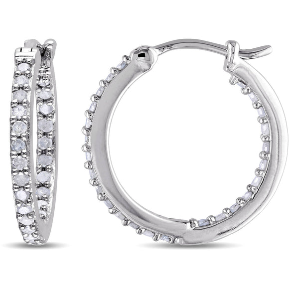 Carat T.W. Diamond I3 J-K Sterling Silver Hoop Earrings