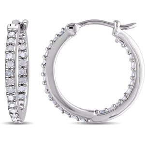 Carat T.W. Diamond I3 J-K Sterling Silver Hoop Earrings