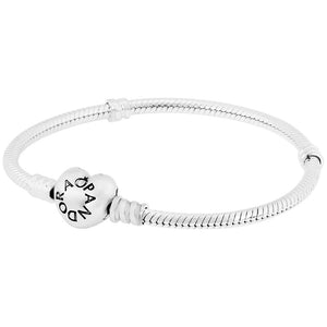 Moments Silver Bracelet with Heart Clasp 16CM