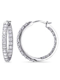 Miabella Carat T.G.W. Created White Sapphire Sterling Silver Hoop Earrings