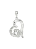 Sterling Silver Diamond Accent Mom and Child Pendant Necklace