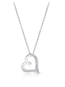 14K White Gold Diamond Accent Heart Pendant Necklace