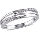 Diamond-Accent Sterling Silver Swirl Cross-Over Ring