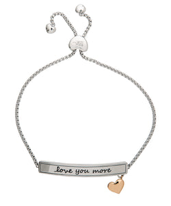 Stainless Steel I Love You More Lariat Bracelet