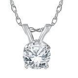 Solitaire Round Diamond White Gold New Pendant Womens Necklace