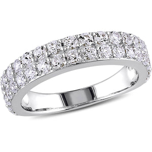 Carat T.G.W. Created White Sapphire Sterling Silver Semi-Eternity Anniversary Ring