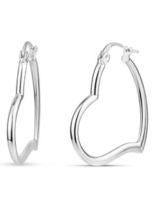 Forever New Sterling Silver Heart Hoop Earrings