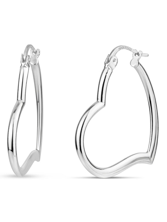 Forever New Sterling Silver Heart Hoop Earrings