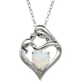 Brilliance Fine Jewelry Created Opal and Diamond Accent Mother and Child Heart