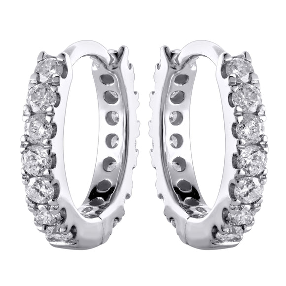 Cttw Diamond I2-I3 K Hoop Earring in 10K White Gold