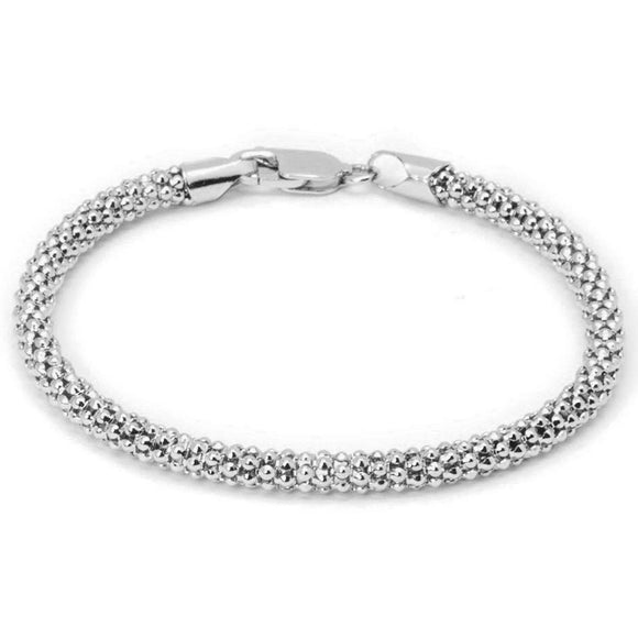 Italian Sterling Silver Popcorn Chain Bracelet