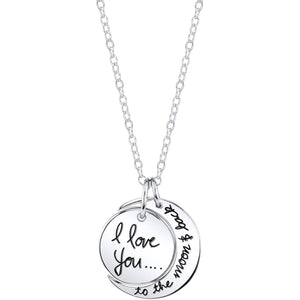 Sterling Silver I Love You To The Moon and Back Pendant Necklace